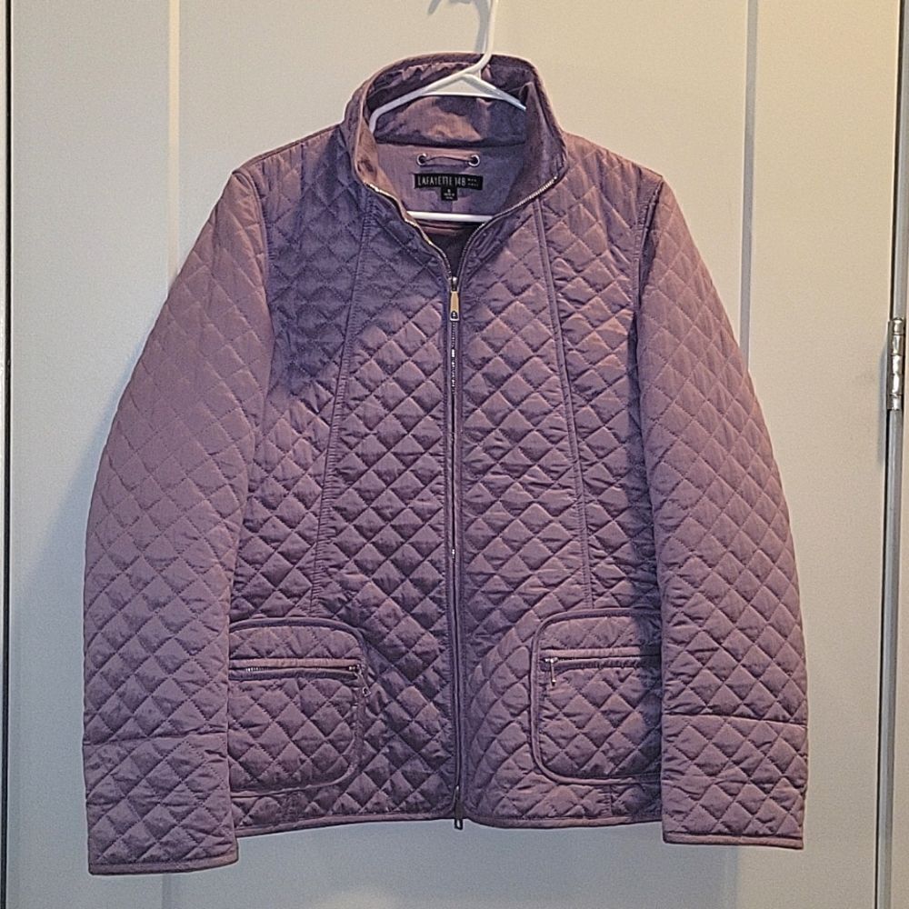 Lafayette 148 Quilted Jacket Coat Lavender Purple Womens Size 8 EUC